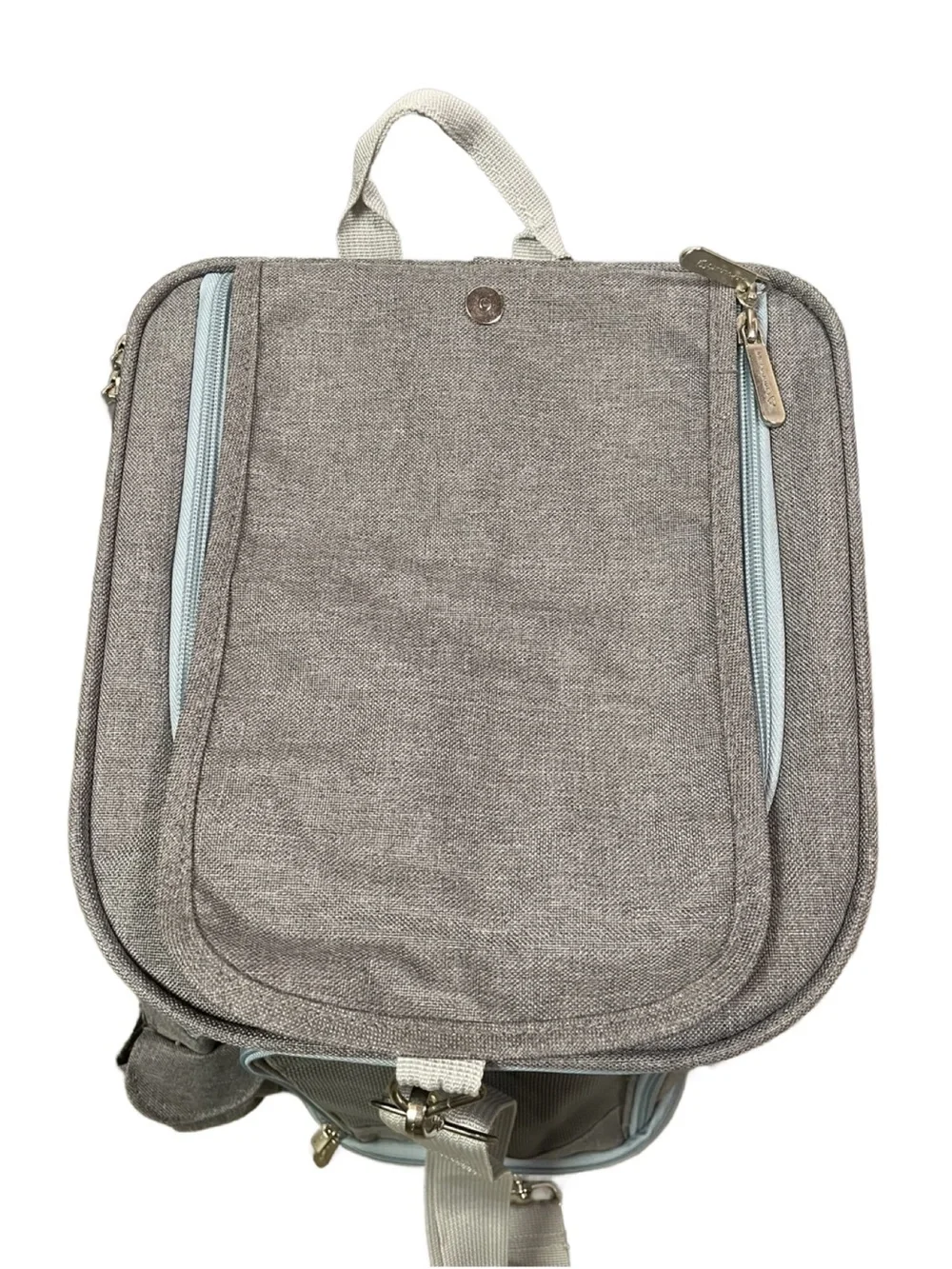 Mr. Peanuts Gray & Blue Convertible Small Pet Backpack & Crossbody Bag -Fleece